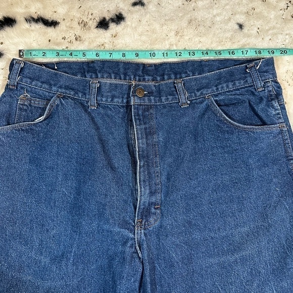 SADDLE King Men’s Vintage Dark Wash Outdoor Work Denim Jeans Size 42x36 - Picture 2 of 9